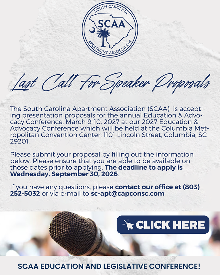 South Carolina Apartment Association | 2027 SCAA Education & Advocacy Conference | Speaker Proposal